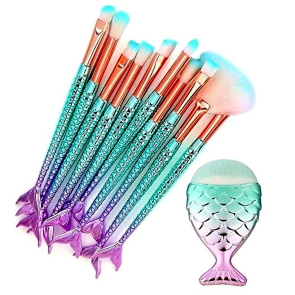 New 11pcs 3D Mermaid Makeup Brush Set